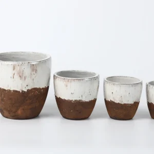 Small Rustic White Ceramic Bowl with Black Rim