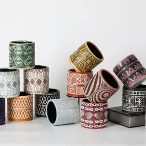 Assorted Colorful Textured Ceramic Pot Set