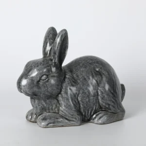 Dark Grey Ceramic Bunny Figurine