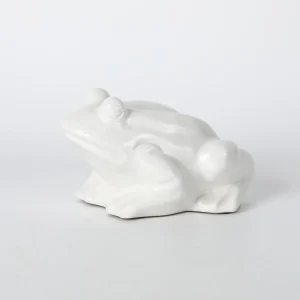 White Ceramic Frog Figurine