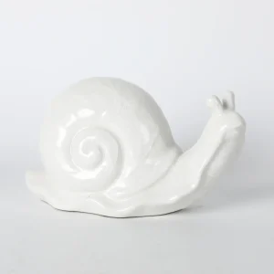 White Ceramic Snail Garden Decor