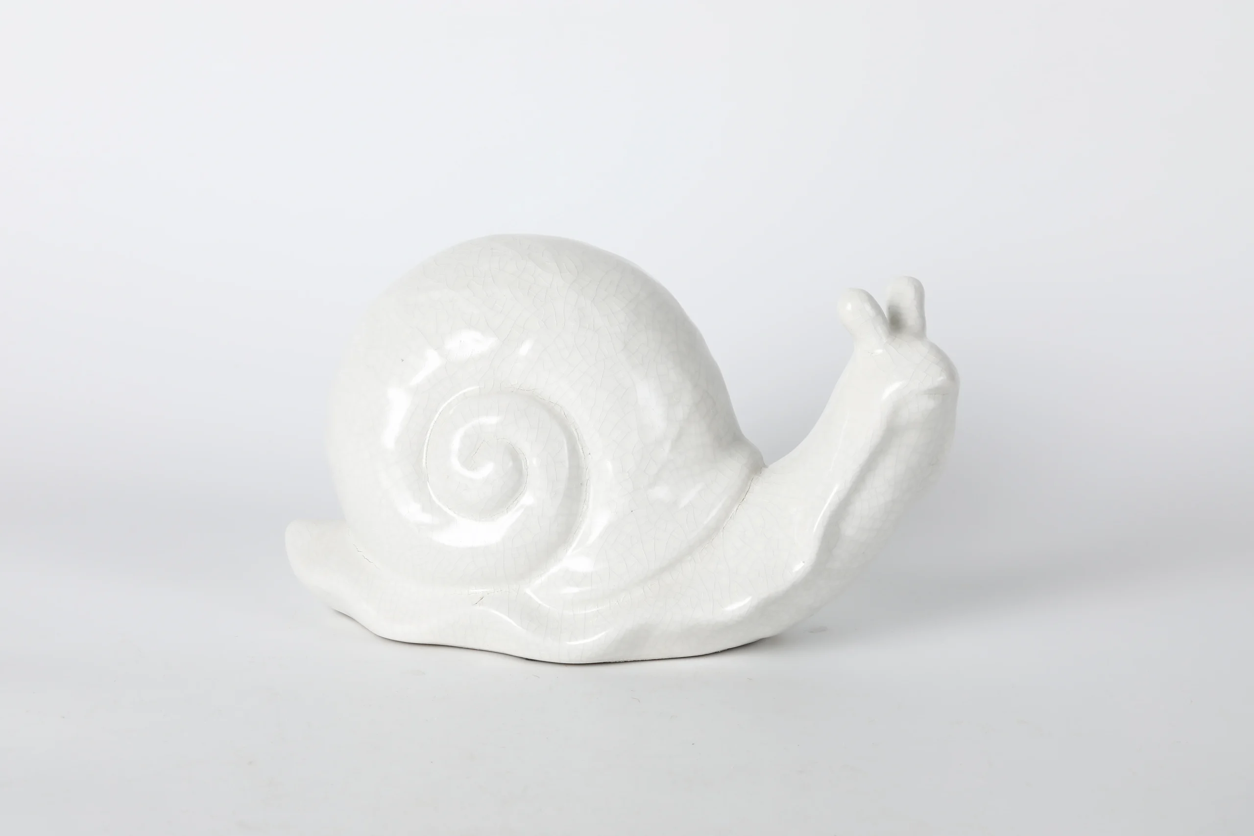White Ceramic Snail Garden Decor