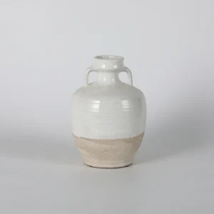 Small Two-Tone White & Beige Jug Vase