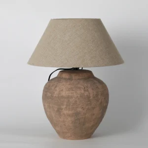 Earthy Matte Brown Ceramic Bedside Lamp