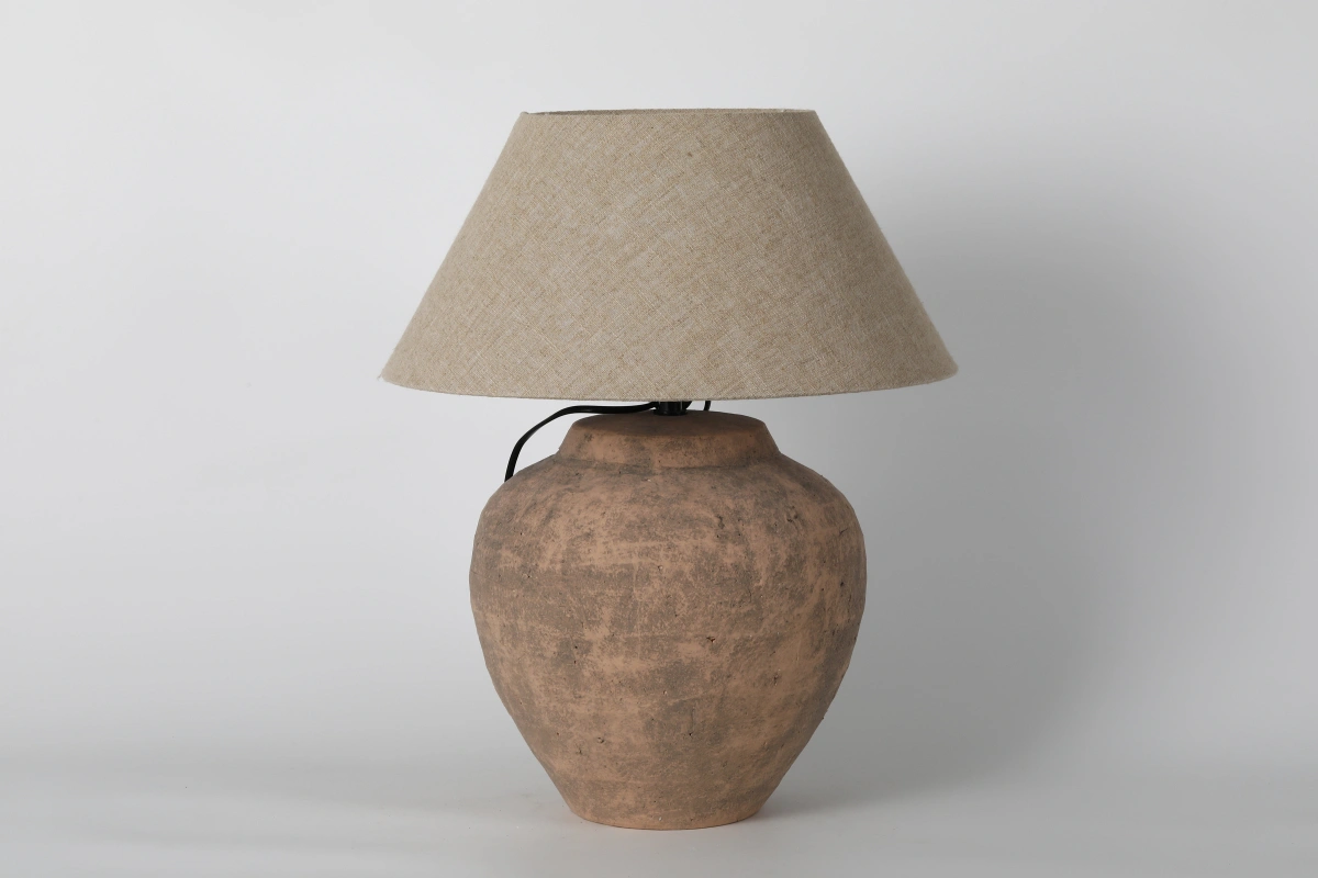 Earthy Matte Brown Ceramic Bedside Lamp