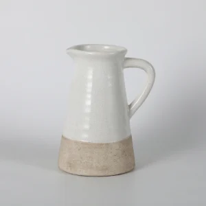Two-Tone White & Beige Pitcher Vase