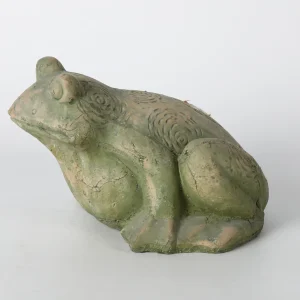 Green Distressed Ceramic Frog Statue