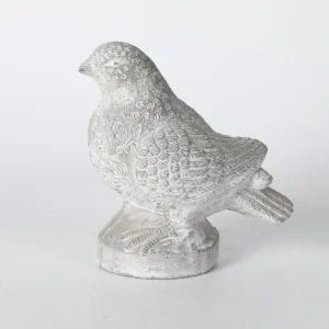 Weathered White Ceramic Bird Figurine