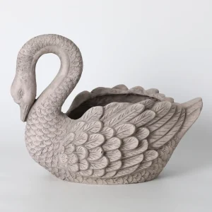 Light Grey Ceramic Swan Planter
