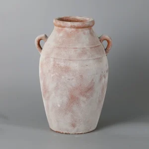 Tall Blush Pink Distressed Handled Vase