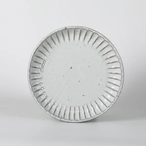 Small White Floral Embossed Ceramic Plate