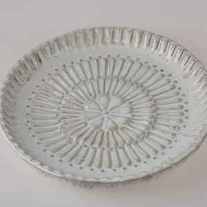 Large White Floral Embossed Decorative Bowl