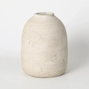 Rustic Beige Ovoid Ceramic Vase
