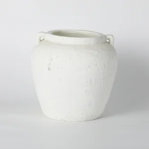 Simple White Handled Ceramic Vase