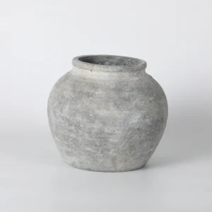Weathered Grey Round Ceramic Vase