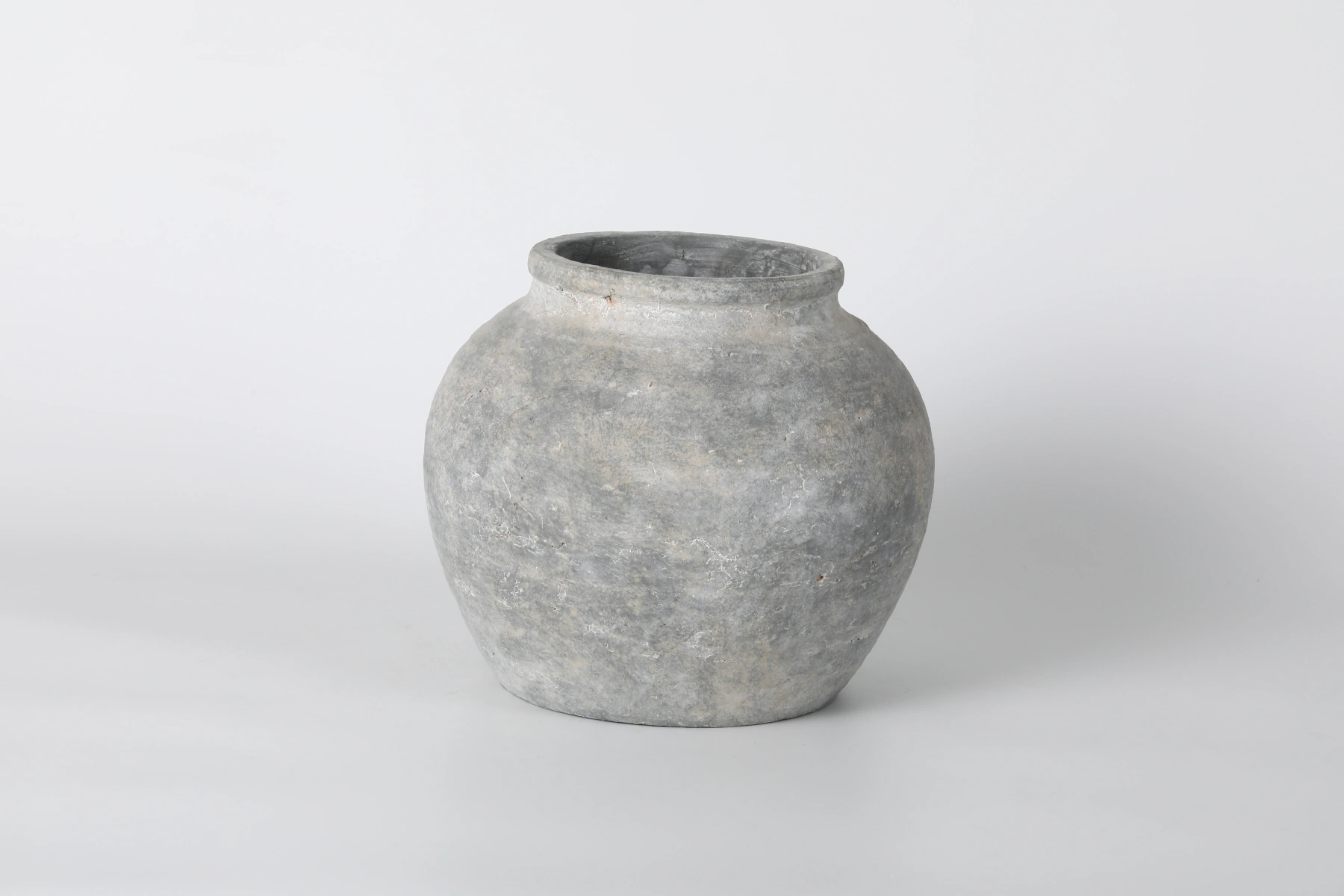 Weathered Grey Round Ceramic Vase