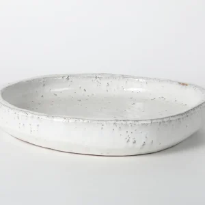 Large Low White Decorative Serving Bowl