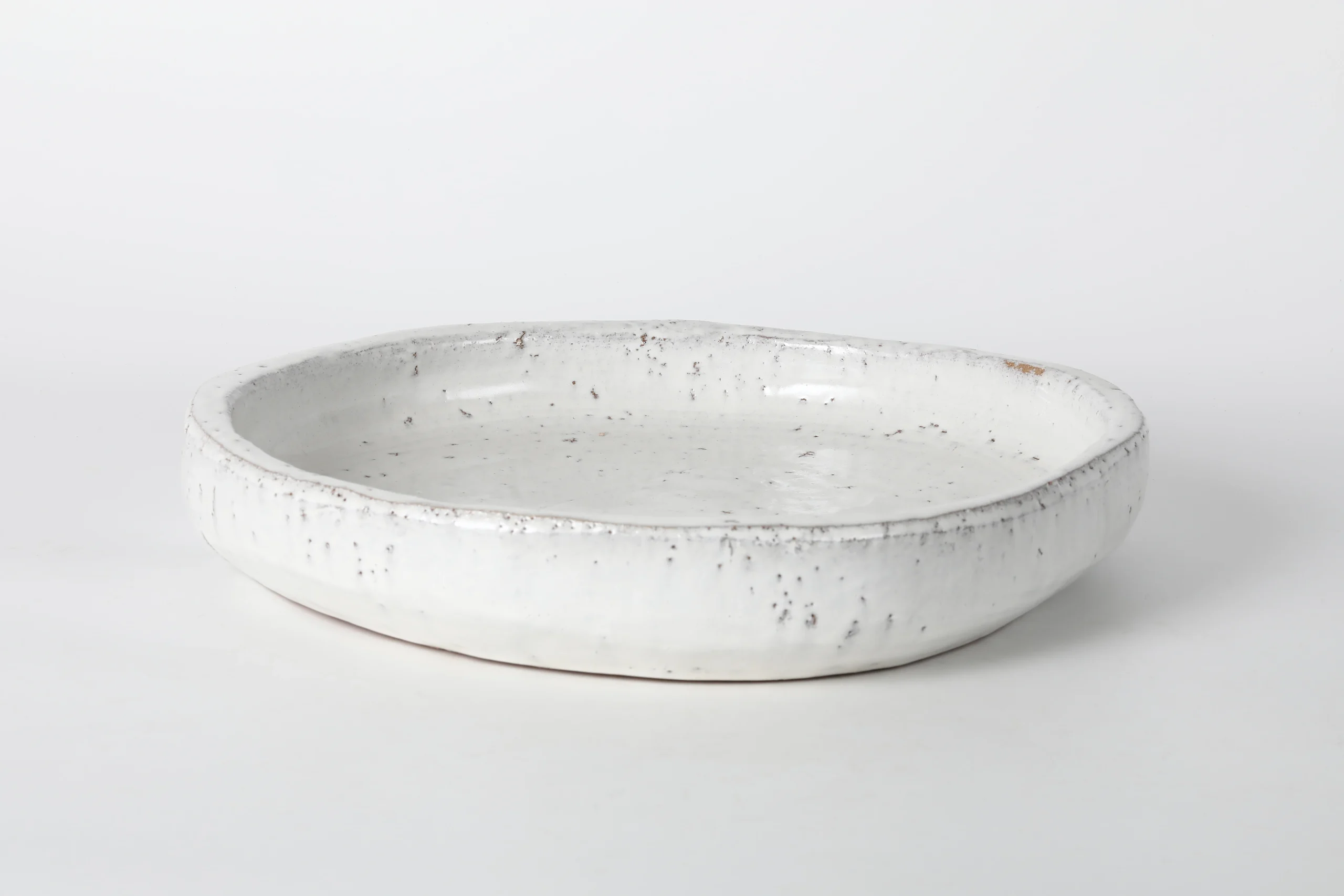 Large Low White Decorative Serving Bowl