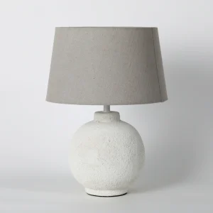 Round Matte White Ceramic Bedside Lamp
