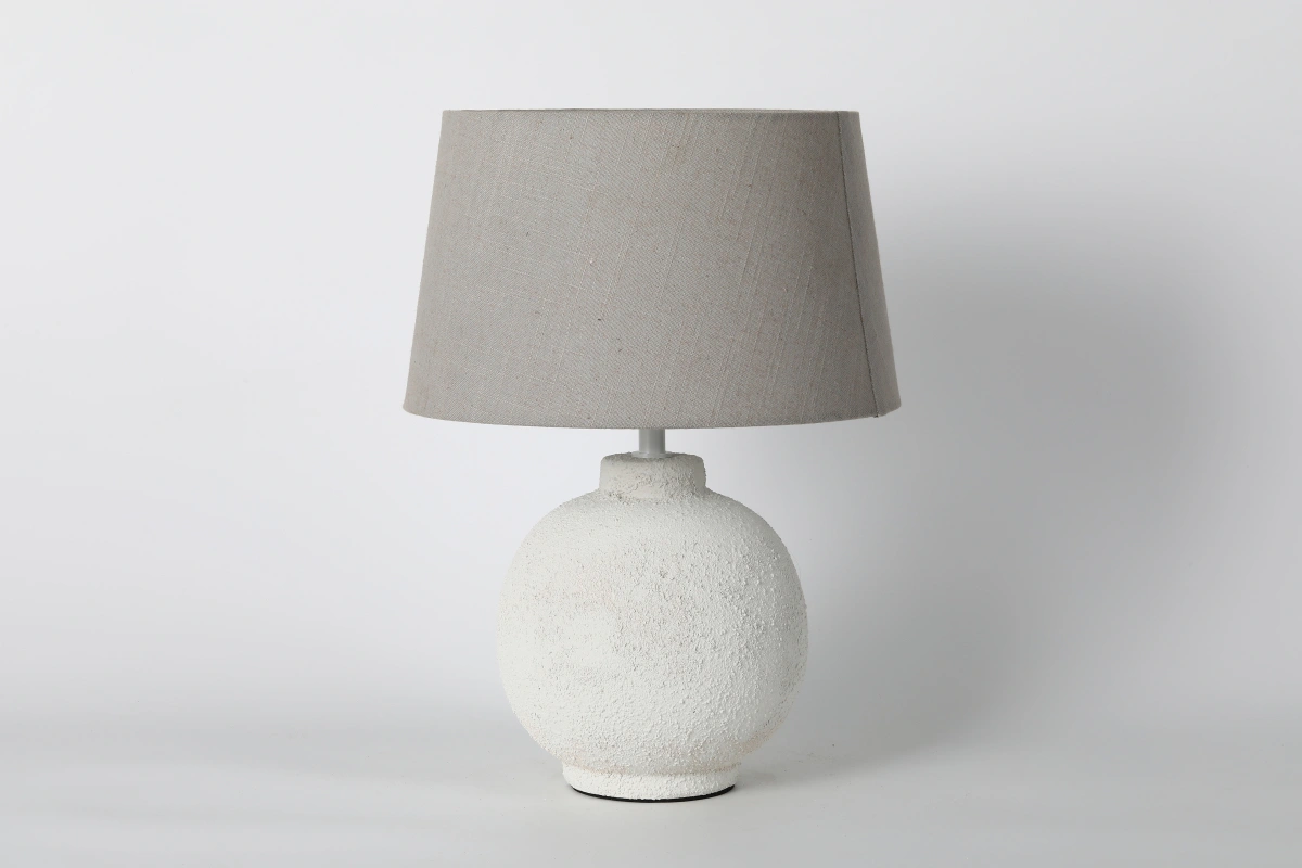 Round Matte White Ceramic Bedside Lamp