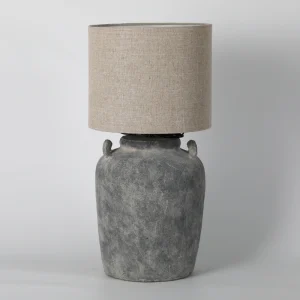 Concrete-Grey Textured Ceramic Table Lamp