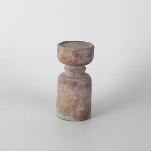 Medium Rustic Brown Ceramic Candlestick
