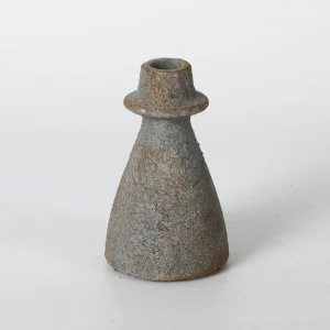 Tall Rustic Grey Ceramic Candlestick