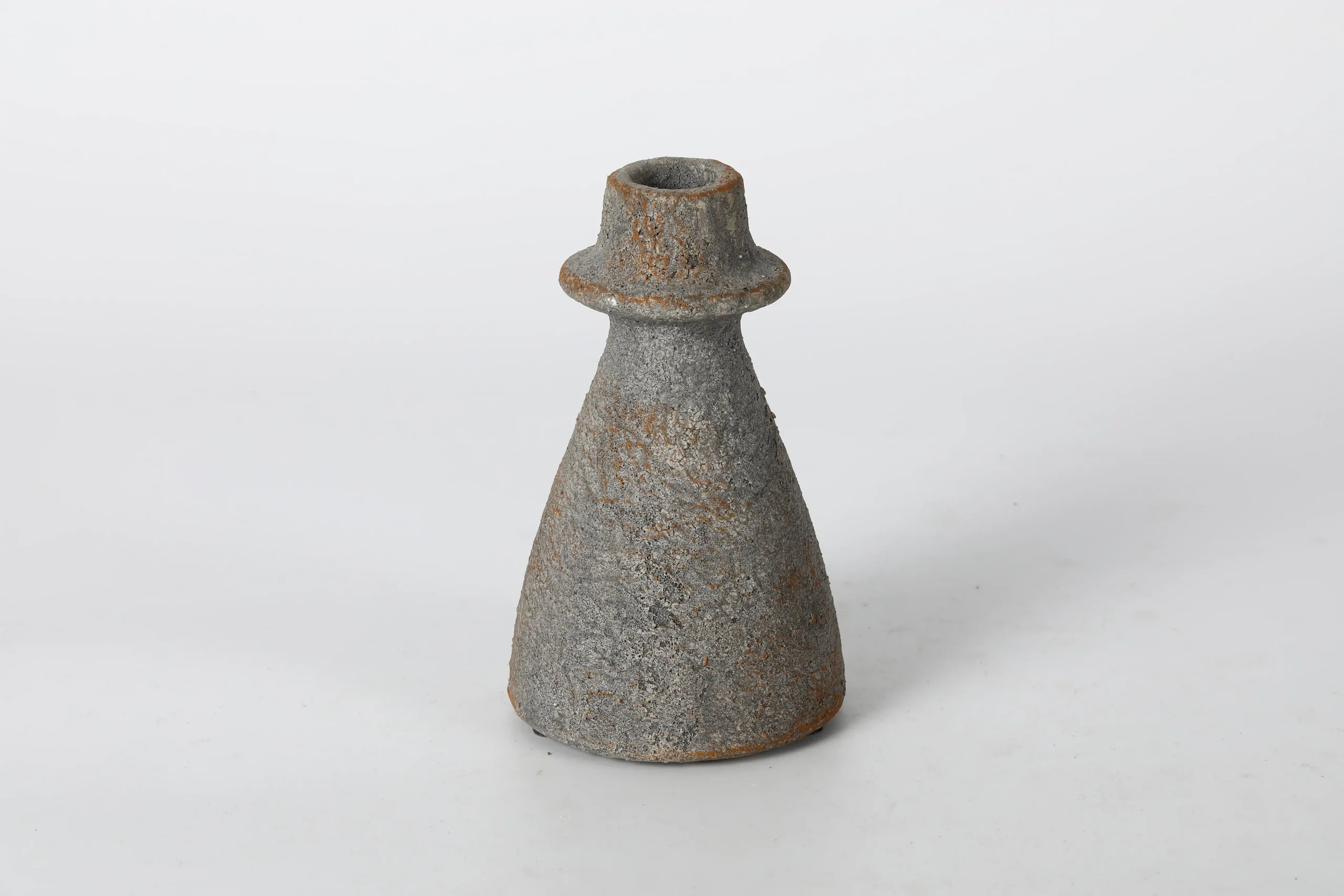 Tall Rustic Grey Ceramic Candlestick