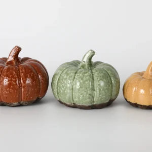 Set of 3 Rustic Ceramic Pumpkins