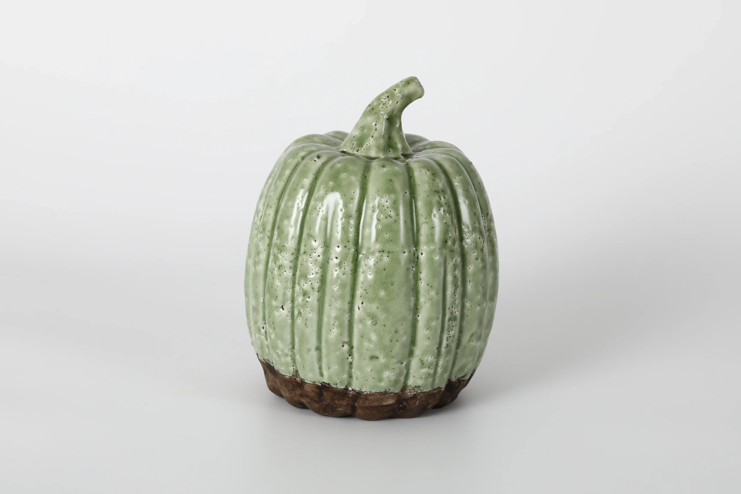 Large Green Distressed Ceramic Pumpkin