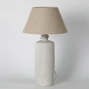 Slim Whitewashed Ceramic Table Lamp