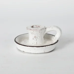 White Ceramic Teacup & Saucer Candlestick