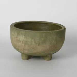 Tripod Footed Green Ceramic Planter