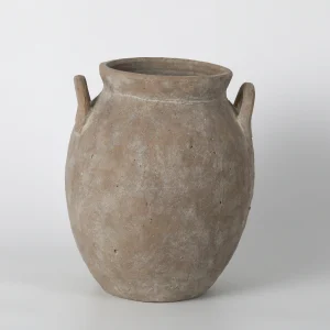 Matte Brown Two-Handled Ceramic Vase