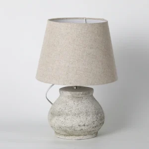 Round Textured Off-White Ceramic Lamp