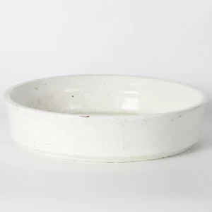 Low Wide White Glazed Ceramic Bowl