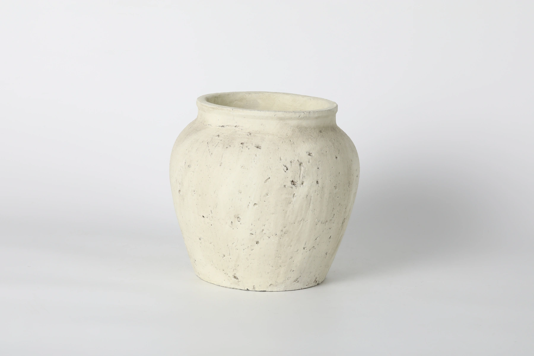 Short Whitewashed Textured Ceramic Vase