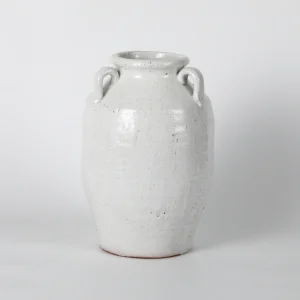 White Glazed Two-Handled Ceramic Jug Vase