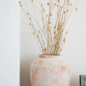Blush Pink Distressed Ceramic Vase