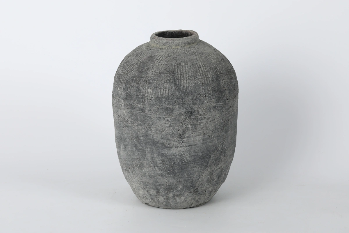 Dark Grey Ovoid Ceramic Vase