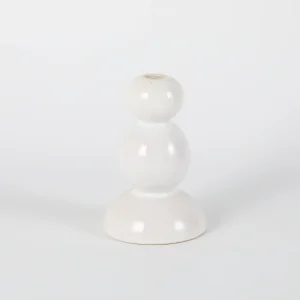 White Stacked Double-Bulb Candlestick Holder