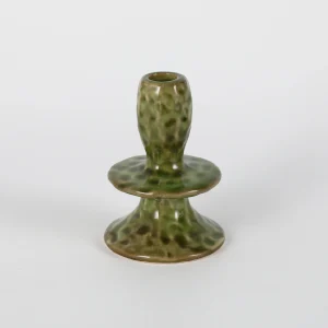 Speckled Green Two-Tier Candlestick Holde
