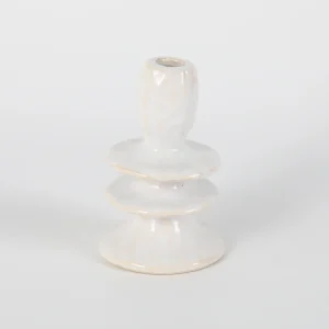 White Tiered Ceramic Candlestick Holder