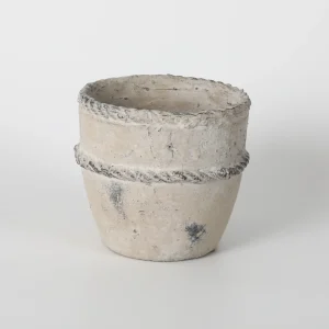 Stacked Textured White Ceramic Planter