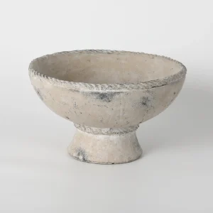 Pedestal Footed Rustic White Ceramic Bowl