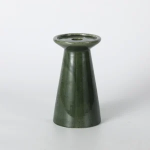 Tall Forest Green Tapered Candlestick