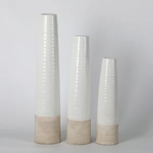 Set of 3 Graduated White Dipped Bottle Vases