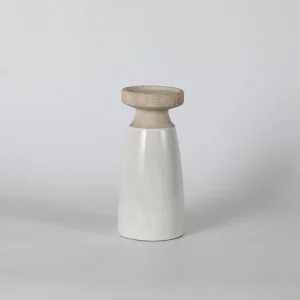 Minimalist White & Beige Taper Candlestick