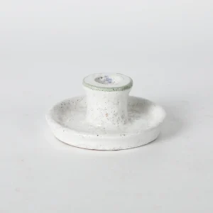 White Ceramic Teacup & Saucer Candlestick