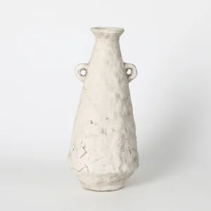 White Textured Handled Ceramic Vase